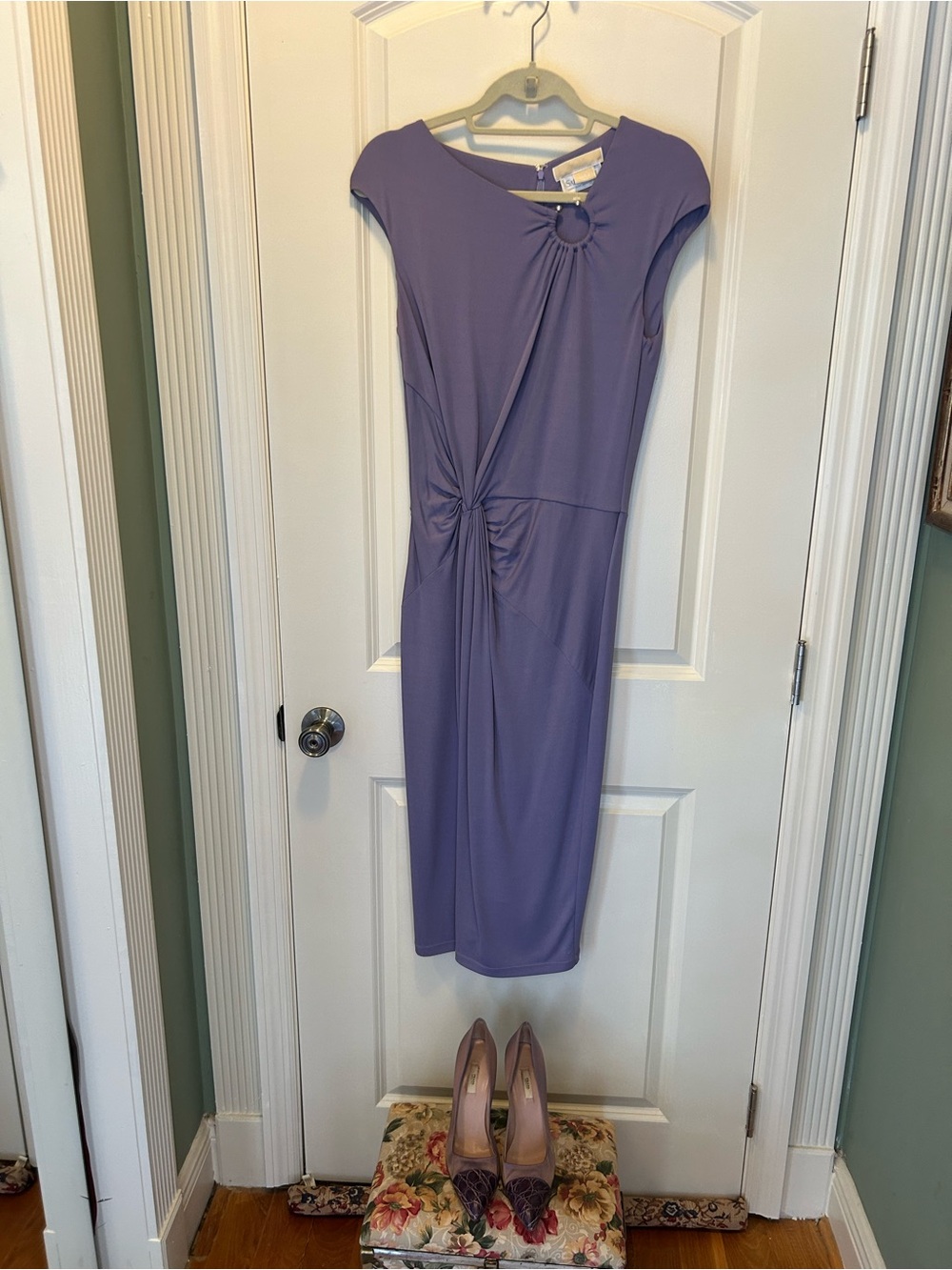 Michael Kors Lavender Twist-Front Cap Sleeve Sheath Dress